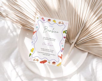 Ciao Bambino Baby Shower Invitation | Hello Baby Shower Invite | Italian Themed Baby Shower | Editable Positano Style Baby Shower Template
