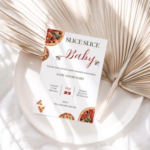 Pizza And Pacifier Baby Shower Invitation | Slice Slice Baby Invite | Pizzeria Baby Shower | Pizza Baby Shower Invitation | CoEd Baby Shower