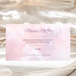 Heaven Sent Nappy Raffle Card | A Little Piece of Heaven Baby Shower Card | Pink Girls Heaven Baby Shower | Digital Editable Template