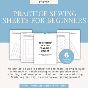 Printable Sewing Practice Sheets | Beginner Sewing Templates | Learn to Sew | Practice Stitching on Paper | PDF Download