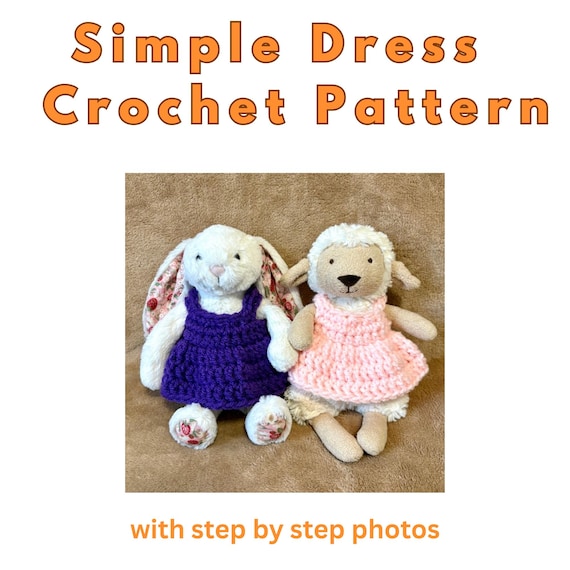 Crochet Dress Pattern for Jellycat Small Bunny | Doll Clothes PDF | Beginner Friendly - Etsy Israel Crochet Dress Pattern for Jellycat Small Bunny | Doll Clothes PDF | Beginner Friendly - Etsy Israel