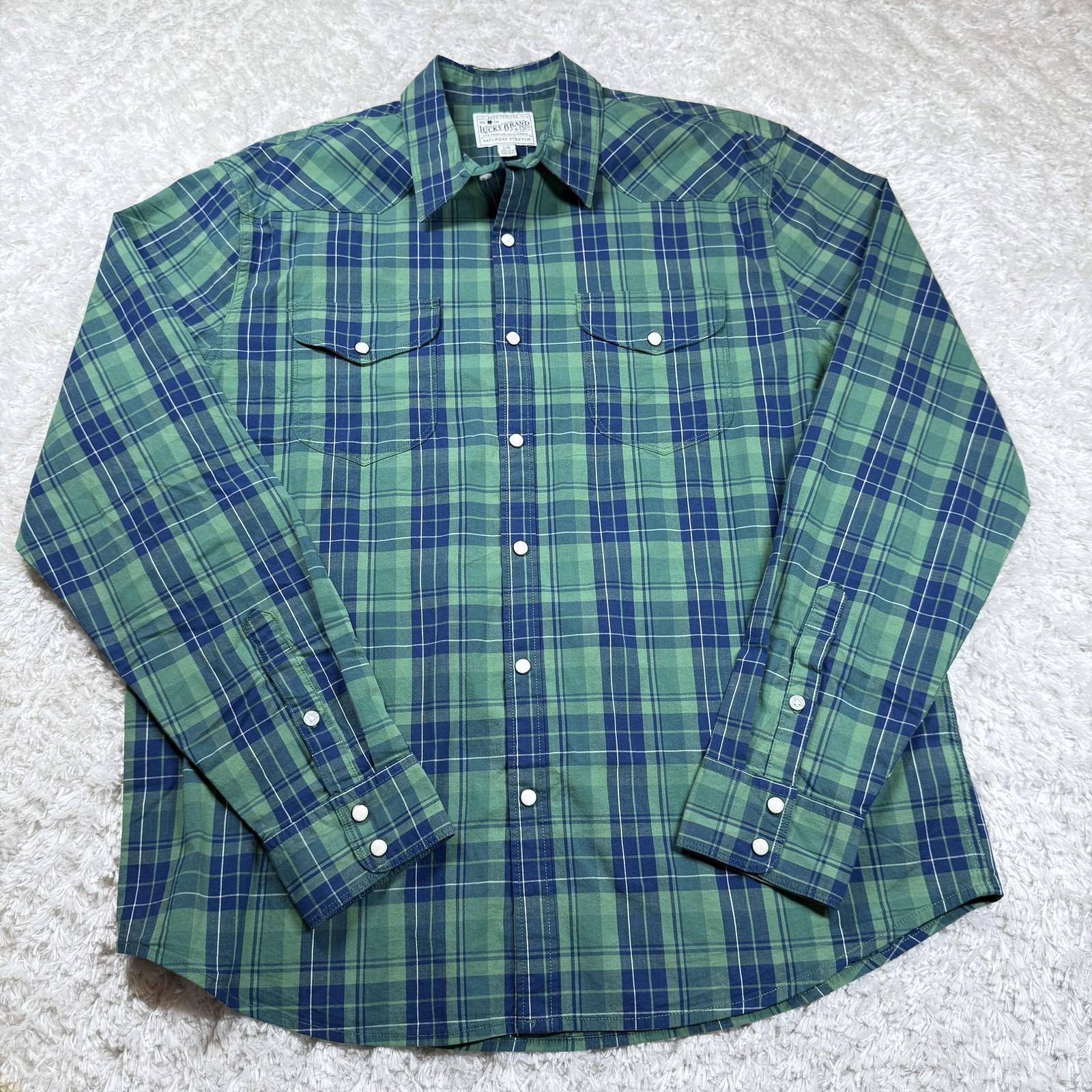VTG Lucky Brand Shirt Men L Plaid Saturday Stretch Western Pearl Snap  Cowboy Y2K - Etsy