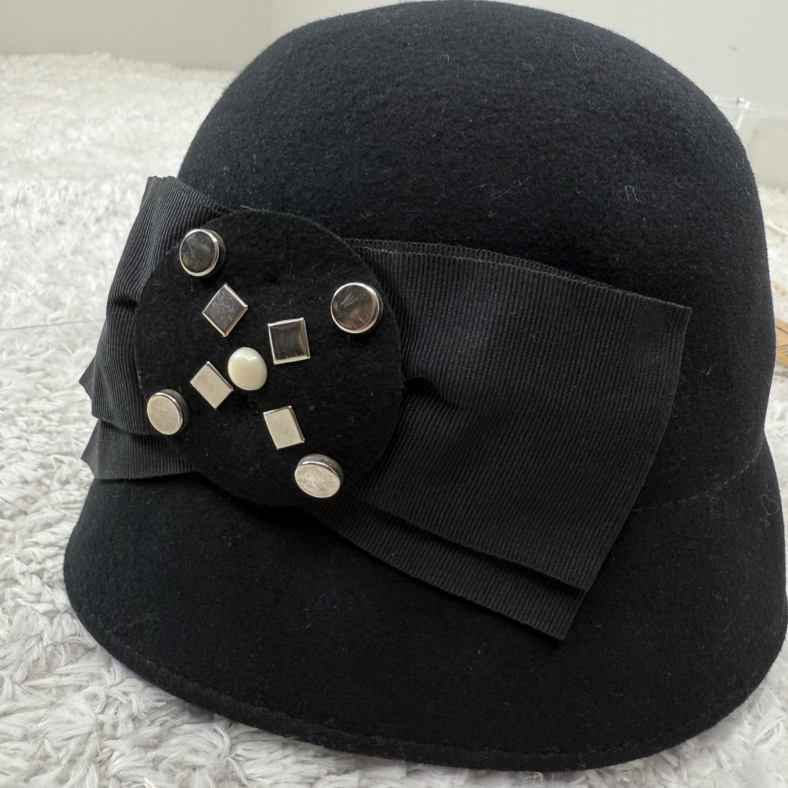 Raffaello Bettini Hat Cloche Womens Medium Wool Bow Studded  display picture 2