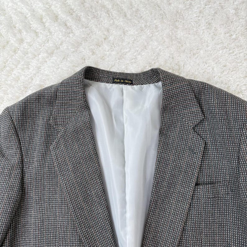 Jordache Blazer Herren 46L Leinen Wollmischung Vintage Jacke 90er 80er Jahre Academia Preppy Bild 4