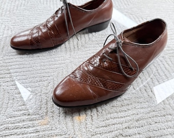 Zapatos Oxford Stacy Adams para hombre, talla 11, piel de serpiente marrón, estilo formal, vintage de los años 90.