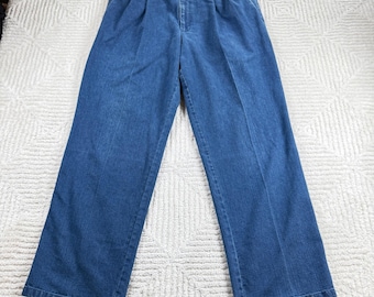 Vintage Dockers Pleated Denim Pants Mens 38x30 Blue Old Money Grandpa Preppy 90s