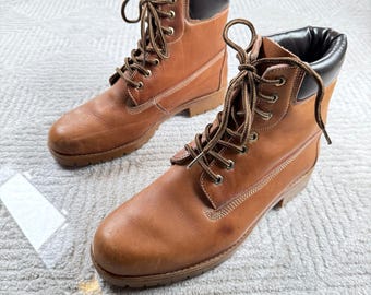 Boundary Waters Boots Mens 10.5 Tan Leder Shearling Work Spain Gorp VTG 90er Jahre