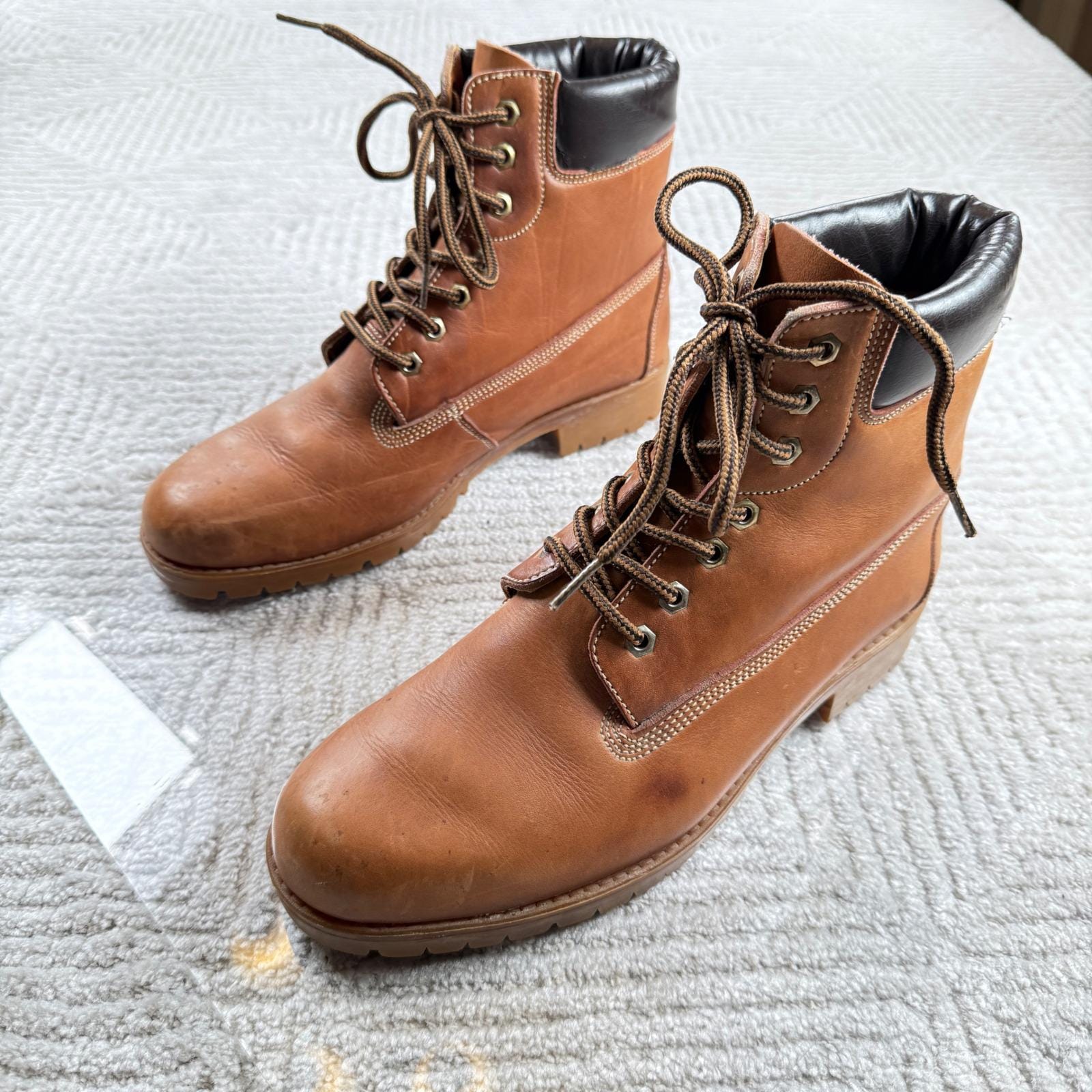 Boundary Waters Boots Mens 10.5 Tan Leather Shearling Work Spain Gorp VTG 90s Unisex Brunt Men main image 4