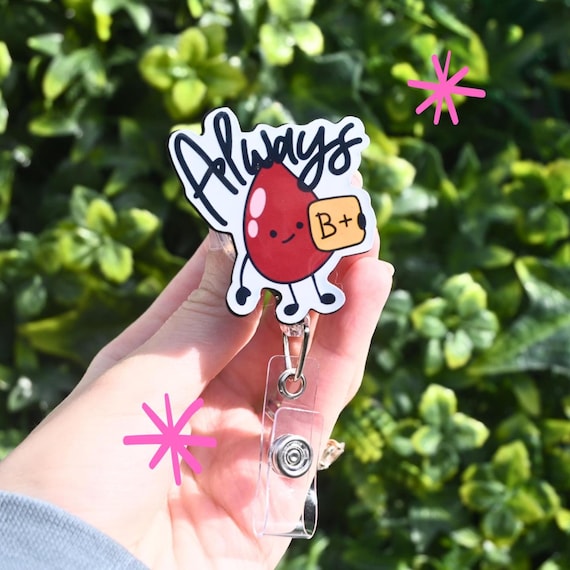 Badge Reel Doodlebob Pediatrics B Positive, Badge Reel, Phlebotomist, RN, MD, Cna, Healthcare, Phlebotomy  UK