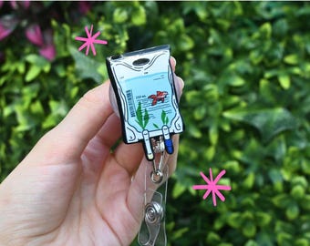 IV fluid fish, badge reel, rn, MD, CNA, healthcare, hospital