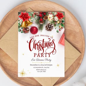 Christmas Party Invitation, Christmas Invitation Printable, Christmas Gnomes Invitation, Holiday Party Invitation, Instant Download