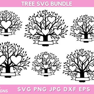 6+ Family Tree Svg Bundle, Tree Of Life png, Tree Clipart, Silhouette Tree, Svg For Shirts, Svg Files For Cricut, Instant Download