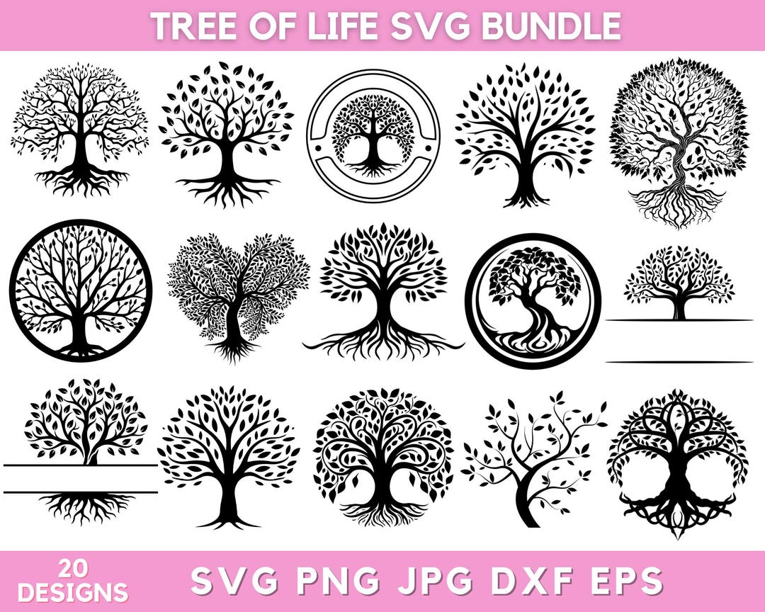 Tree of Life Svg Bundle, Tree of Life Png, Tree Clipart, Silhouette ...
