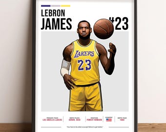 LeBron James Poster, Basketball Art, LeBron James Fan Gift, Vector Illustration, Sports Wall Decor, Digital Download - LJ1.