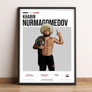 Khabib Nurmagomedov Poster, MMA Art, Khabib Nurmagomedov Fan Gift, Vector Illustration, Sports Wall Decor, Digital Download - KN1.