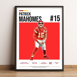Affiche de Patrick Mahomes, impression de football américain, image vectorielle, impression d&#39;art vectoriel Mahomes, cadeau de fan de Patrick Mahomes, art mural sport - PM1.