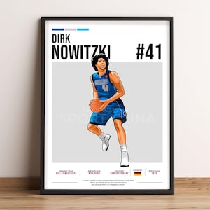 Dirk Nowitzki-affisch, basketkonst, Dirk Nowitzki-fanpresent, vektorillustration, sportväggdekor, digital nedladdning - DN1.