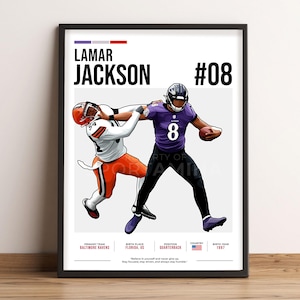 Lamar Jackson Poster, Football Art, Lamar Jackson Fan Gift, Vector Illustration, Sports Wall Decor, Digital Download - LJ1.