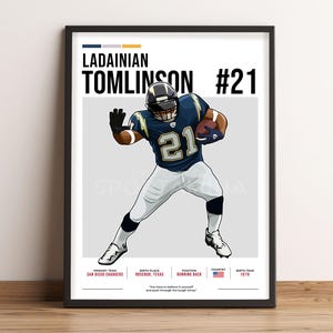 LaDainian Tomlinson Poster, Football Art, LaDainian Tomlinson Fan Gift, Vector Illustration, Sports Wall Decor, Digital Download - LT1.