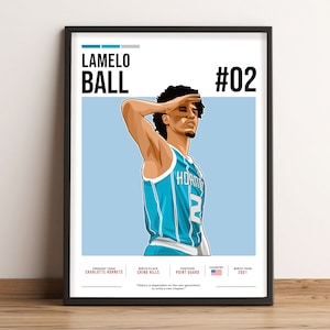 Póster de pelota LaMelo, impresión de baloncesto, arte vectorial de impresión LaMelo, ilustración vectorial, regalo para fan de pelota LaMelo, arte mural deportivo - LB1.