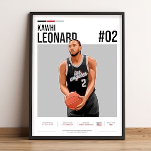 Kawhi Leonard Poster, Basketball Print, Leonard Print Vector llustration, Kawhi Leonard Fan Gift, Sports Wall Art - KL1.