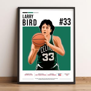 Póster de Larry Bird, arte de baloncesto, regalo de fan de Larry Bird, ilustración vectorial, decoración de pared deportiva, descarga digital - LB1.
