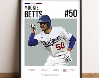 Mookie Betts Poster, Baseball Print, Betts Print Vector Illustration, Mookie Betts Fan Gift, Sports Wall Art - MB1.