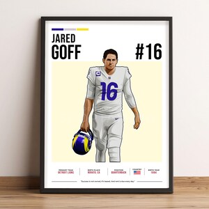 Jared Goff Poster, Fußball, Jared Goff Fan Geschenk, Vektor Illustration, Sport Wand Dekoration, digitaler Download - JG1.