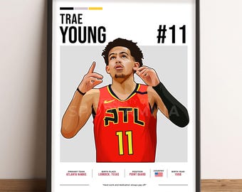 Trae Young Poster, Basketball Art, Trae Young Fan Gift, Vector Illustration, Sports Wall Decor, Digital Download - TY2.