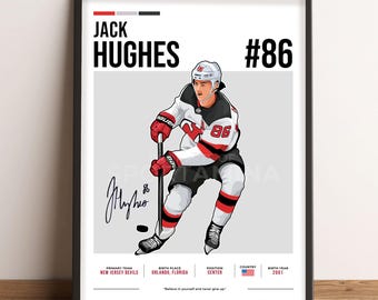Jack Hughes Poster, Hockey Art, Jack Hughes Fan Gift, Vector Illustration, Sports Wall Decor, Digital Download - JH1.