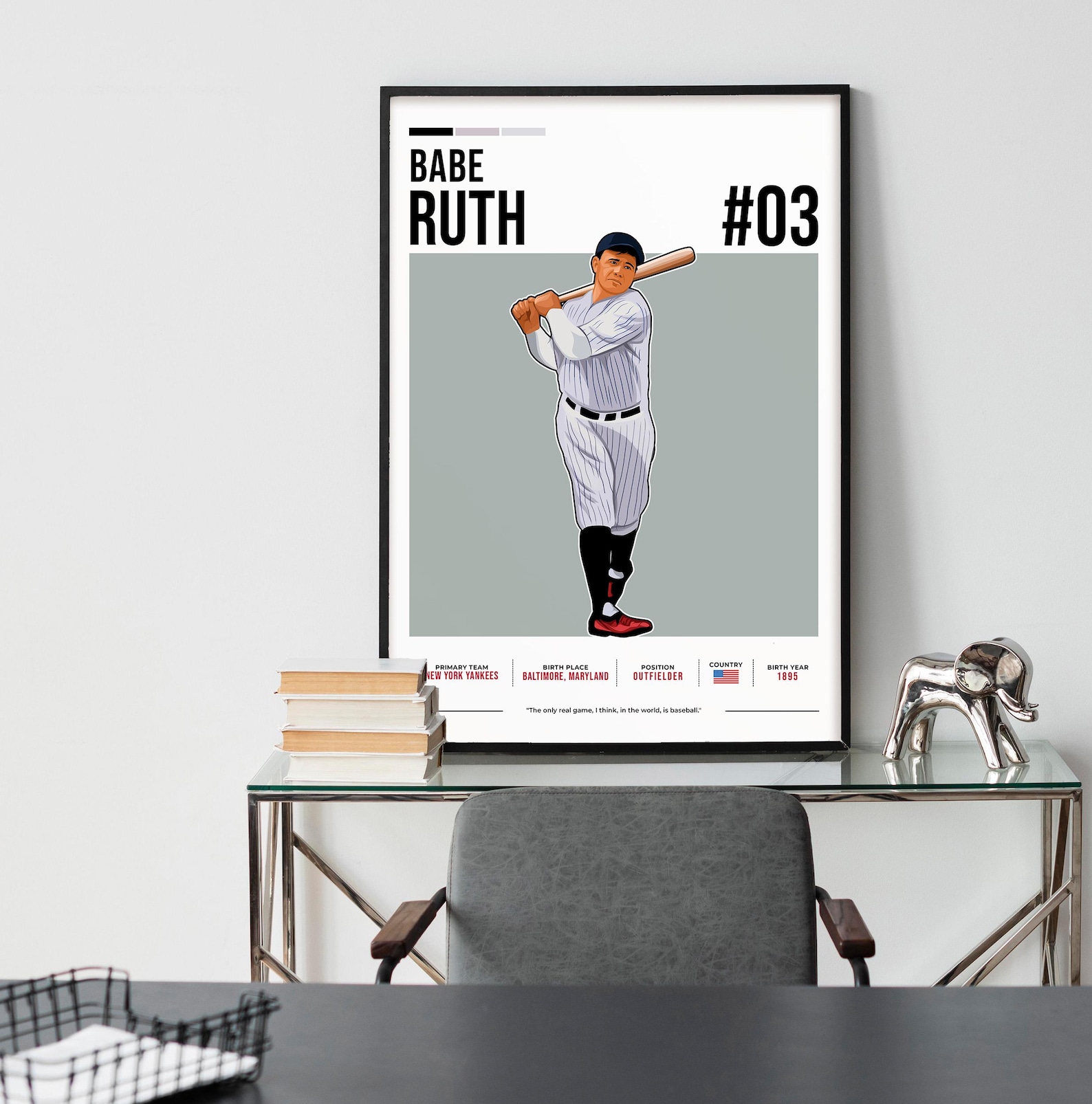 Babe Ruth Poster, Baseball Art, Babe Ruth Fan Gift, Vector Illustration ...