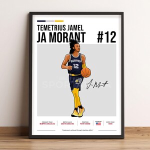 Ja Morant Poster, Basketball Art, Ja Morant Fan Gift, Vector Illustration, Sports Wall Decor, Digital Download - JA1.