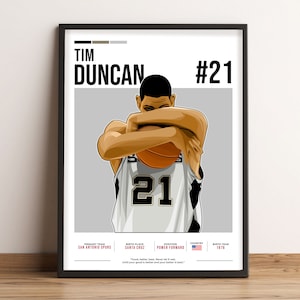 Tim Duncan Poster, Basketball Print, Duncan Print Vector, Vector Illustration, Tim Duncan Fan Gift, Sports Wall Art - TD1.