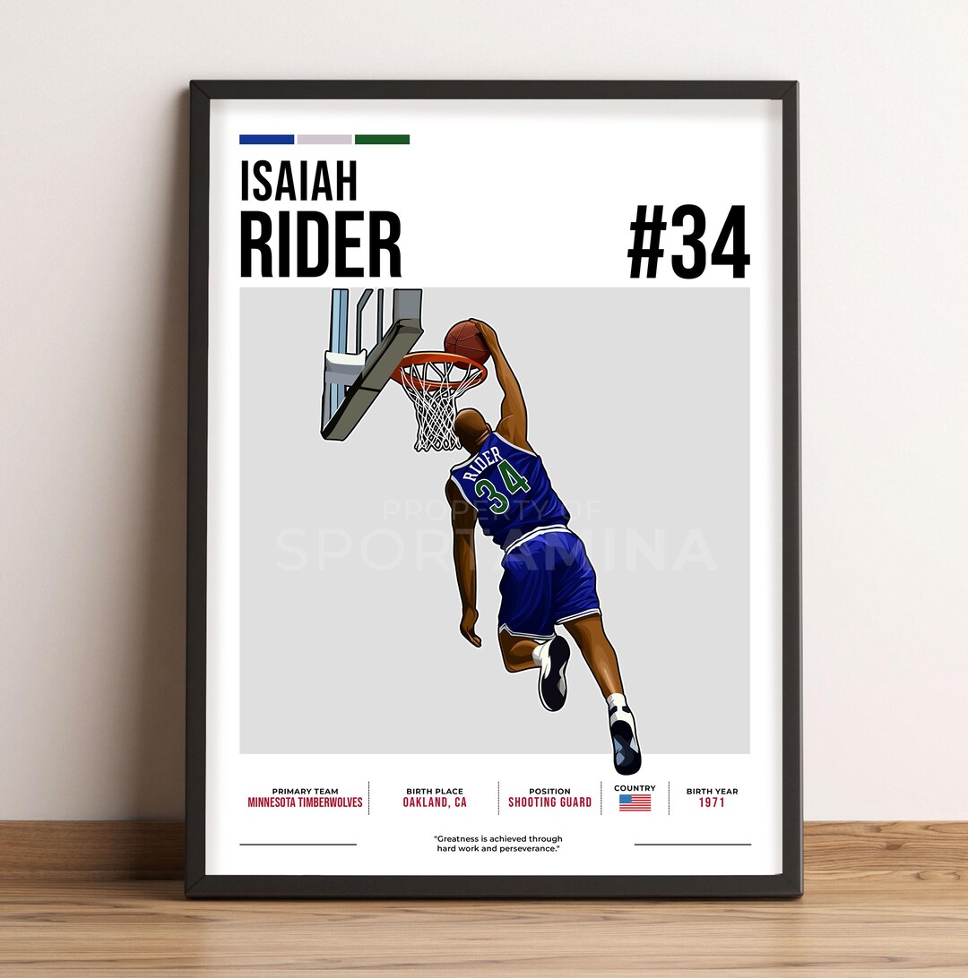 Isaiah Rider Poster, Basketball Art, Isaiah Rider Fan Gift, Vector ...