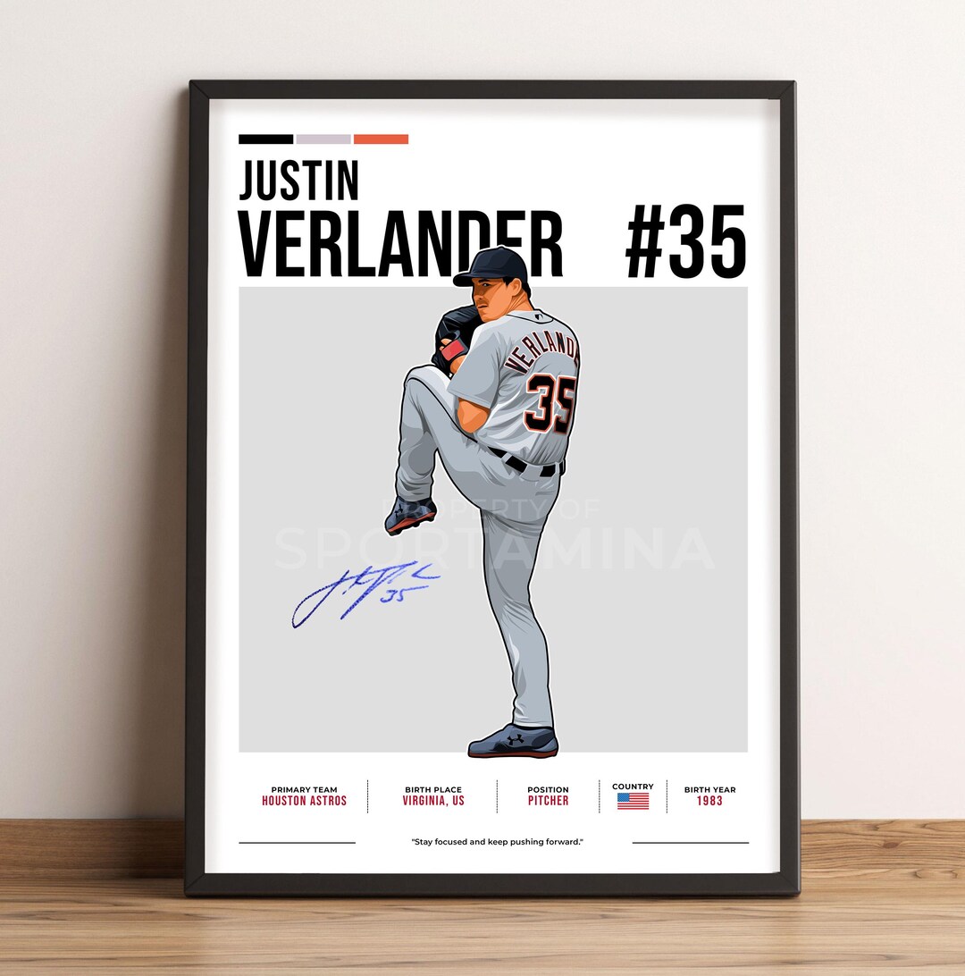 Justin Verlander Poster, Baseball Art, Justin Verlander Fan Gift ...
