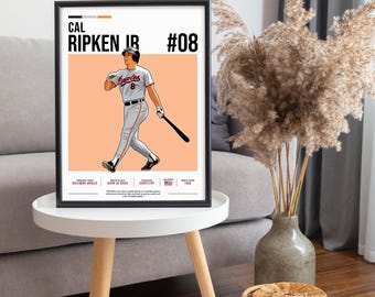 Cal Ripken Jr Poster, Baseball Art, Cal Ripken Jr Fan Gift, Vector