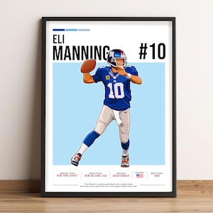 Eli Manning Poster, American Football Print, Manning Print Vector Art, Eli Manning Football, Eli Manning Fan Gift, Sports Wall Art - EM1.