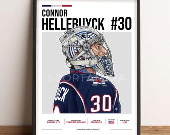 Connor Hellebuyck Poster, Hockey Art, Connor Hellebuyck Fan Gift, Vector Illustration, Sports Wall Decor, Digital Download - CHH.