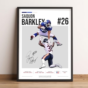Saquon Barkley Poster, Football Art, Saquon Barkley Fan Gift, Vector Illustration, Sports Wall Decor, Digital Download - SB1.