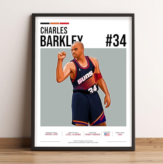 Charles Barkley Poster, Basketball Art, Charles Barkley Fan Gift