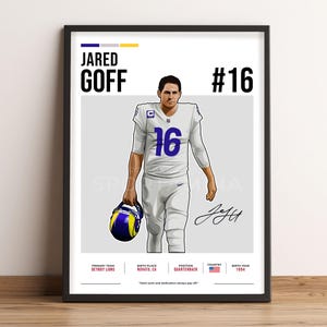 Jared Goff Poster, Fußball, Jared Goff Fan Geschenk, Vektor Illustration, Sport Wand Dekoration, digitaler Download - JG1.