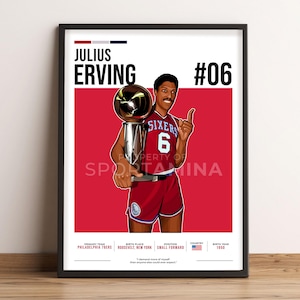 Julius Erving Poster, Basketball Art, Julius Erving Fan Gift, Vector Illustration, Sports Wall Decor, Digital Download - JE1.