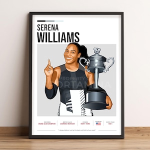 Serena Williams Poster, Tennis Art, Serena Williams Fan Gift, Vector Illustration, Sports Wall Decor, Digital Download - SW1.