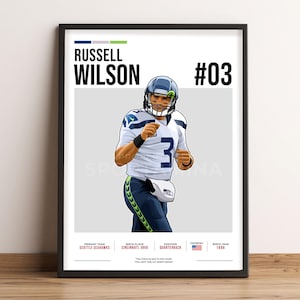 Russell Wilson Poster, Football Art, Russell Wilson Fan Gift, Vector Illustration, Sports Wall Decor, Digital Download - RW1.