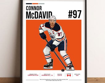 Connor McDavid Poster, Ice Hockey Print, Vector Illustration, McDavid Print Vector Art, Connor McDavid Fan Gift, Sports Wall Art - CM1.