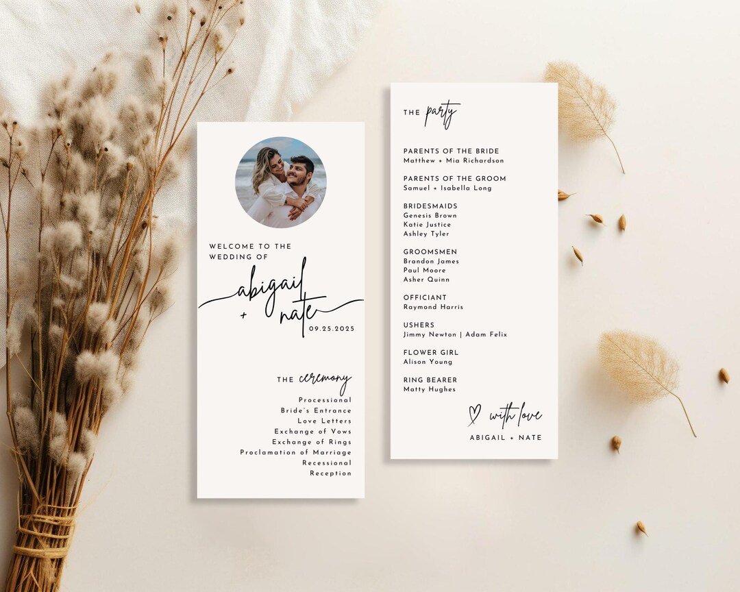 Wedding Program Template Stylish Professional Editable Canva Template ...