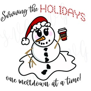 Boneco de neve PNG - Arquivo digital PNG de boneco de neve sarcástico para download imediato - Clipart de boneco de neve sobrevivendo ao colapso do feriado