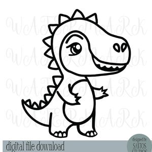 Dinosaurier SVG PNG Clipart - niedlicher Tyrannosaurus Rex Digitale Datei für Cricut Silhouette Glowforge Clipart-Shirts Sublimationsgeschenke Original