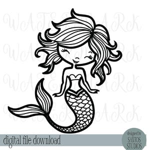 Meerjungfrau Mädchen SVG PNG Clipart - Süße Ozean Sirene Digitale Datei für Cricut Silhouette Glowforge Clipart Shirts Sublimationsgeschenke - Original