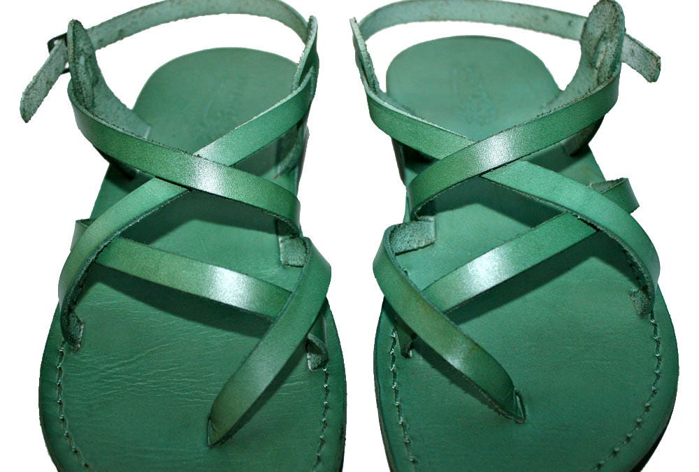 red black and green sandals
